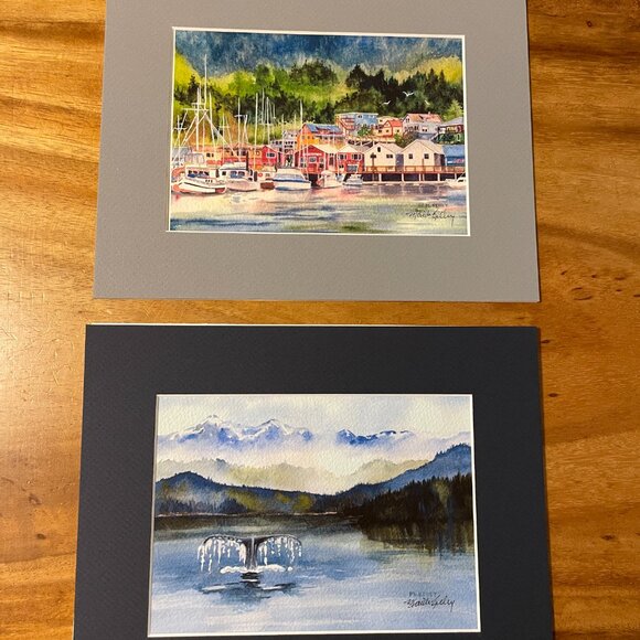 Maida Kelly Pacific Northwest Print Set 2 Humpback Whale Alaska Harbor Ketchikan - Picture 2 of 6